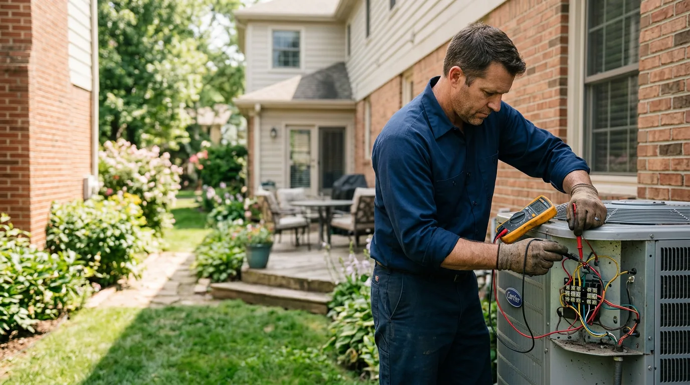 HVAC technician working near Bison, KS